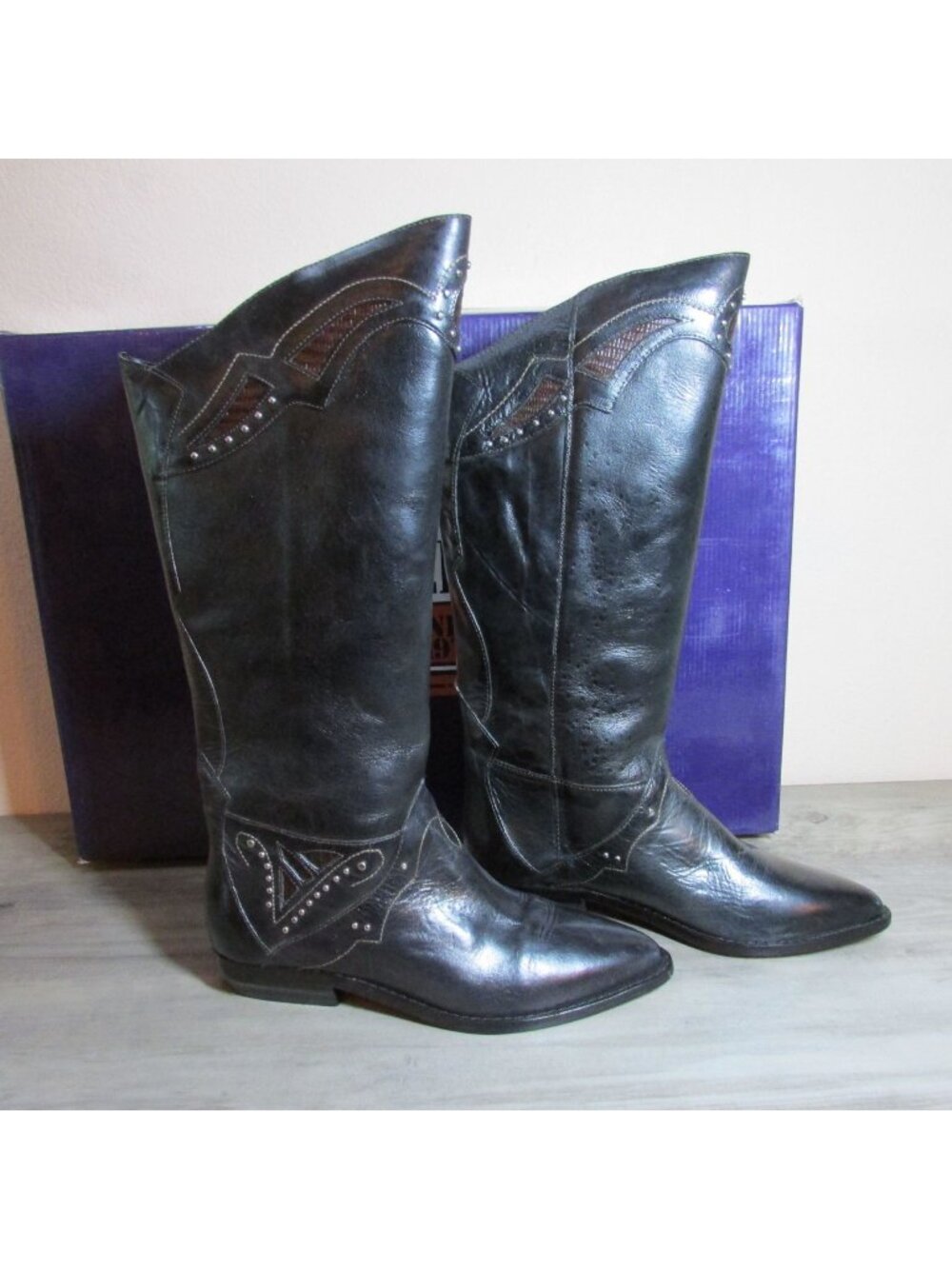 Vintage Circle S Women's 7.5 Sphere Riding Boots Pecos Black/Gila Dark Chocolate